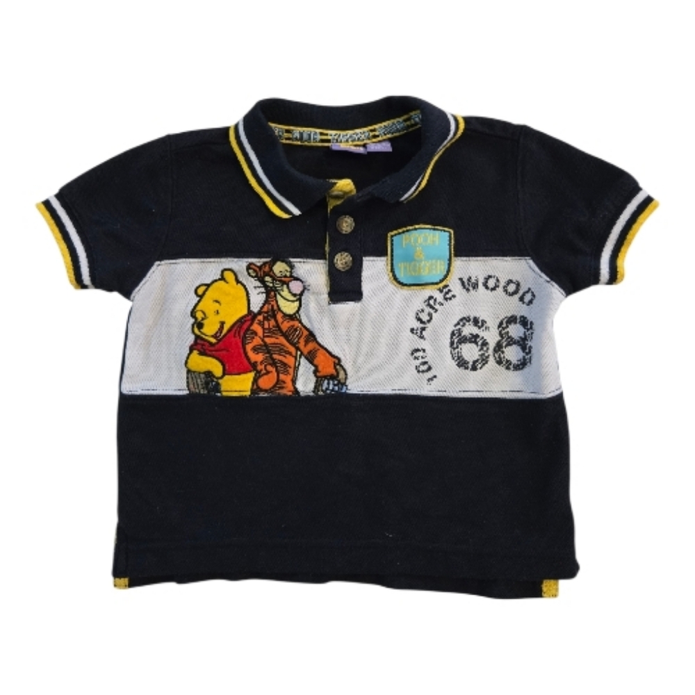 Vintage Y2k Disney Navy Polo Shirt Winnie the Pooh and Tigger